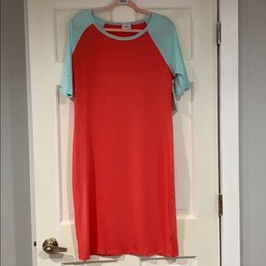 LuLaRoe red and light green Julia dress xXL NWT